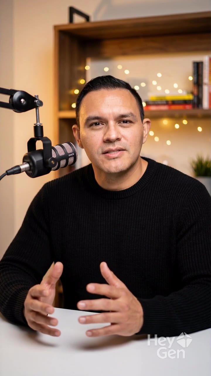 Preview of the ClearPilot welcome video: a consultant at a studio desk with a microphone